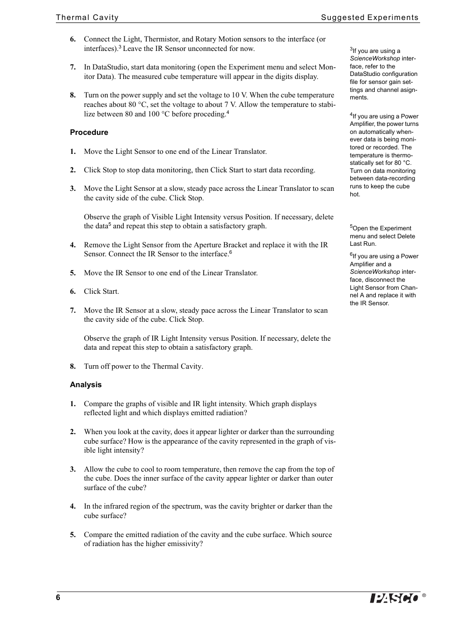 PASCO TD-8580A Thermal Cavity User Manual | Page 6 / 8