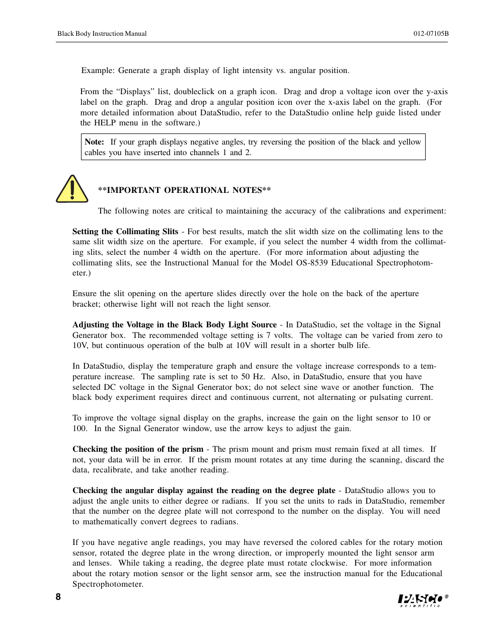 PASCO OS-8542 BLACK BODY LIGHT SOURCE User Manual | Page 12 / 23