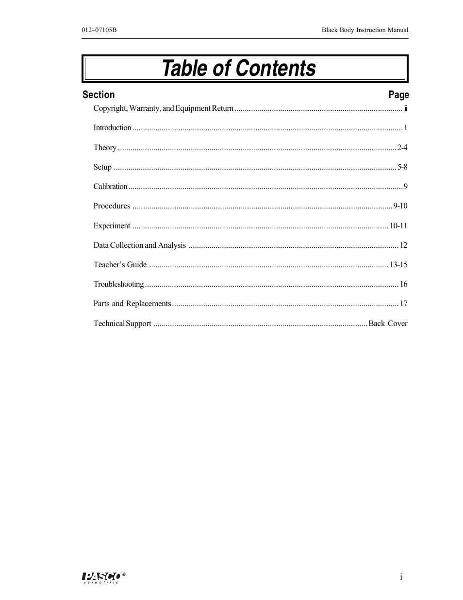 PASCO OS-8542 BLACK BODY LIGHT SOURCE User Manual | Page 3 / 23