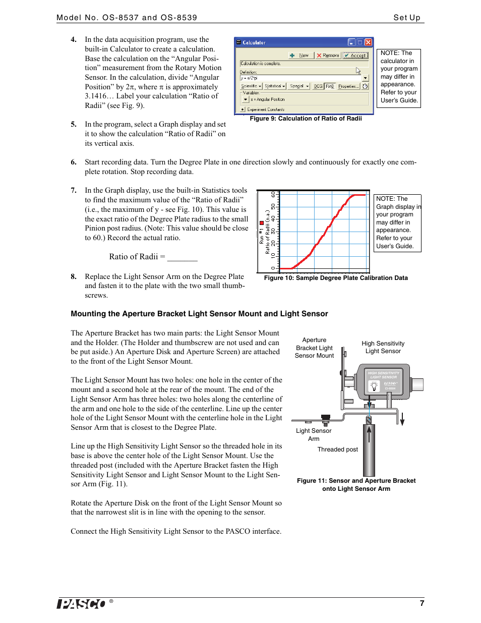 Ratio of radii | PASCO OS-8539 Educational Spectrophotometer User Manual | Page 11 / 32