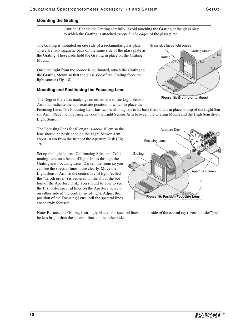 Glass side faces light source | PASCO OS-8539 Educational Spectrophotometer User Manual | Page 14 / 32