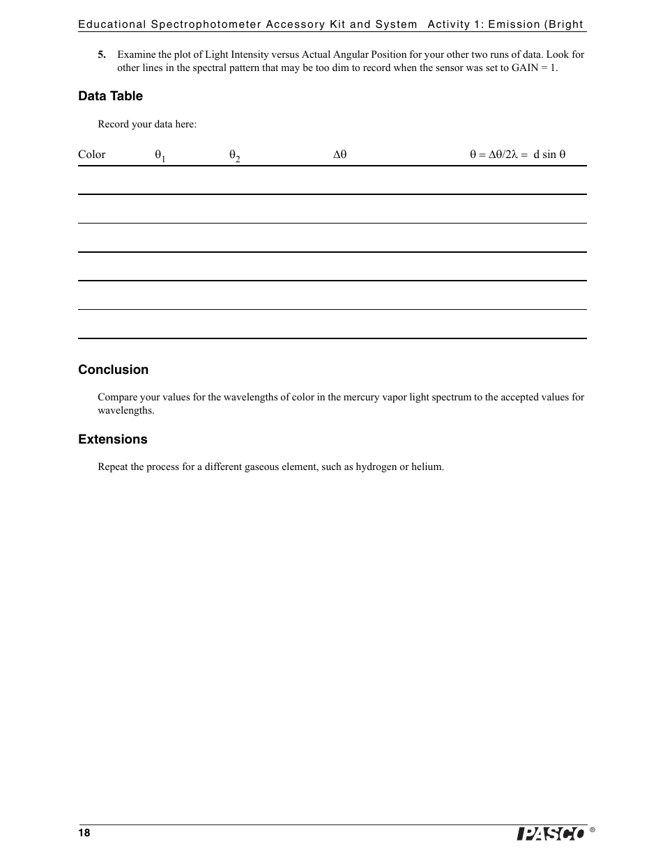 PASCO OS-8539 Educational Spectrophotometer User Manual | Page 22 / 32