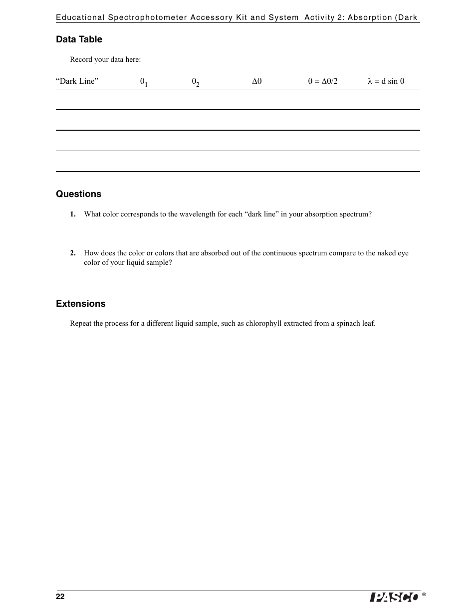 PASCO OS-8539 Educational Spectrophotometer User Manual | Page 26 / 32