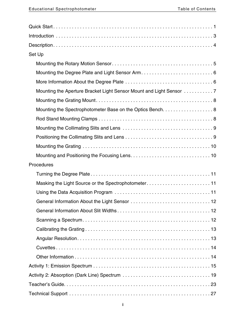 PASCO OS-8539 Educational Spectrophotometer User Manual | Page 3 / 32