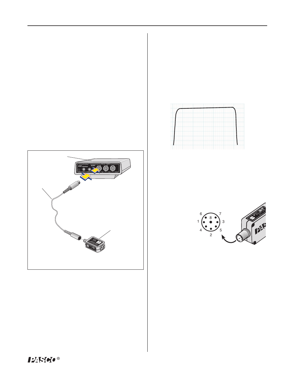 Din connector specifications, Approximate response of sensor | PASCO CI-6630 BROAD SPECTRUM LIGHT SENSOR User Manual | Page 3 / 4