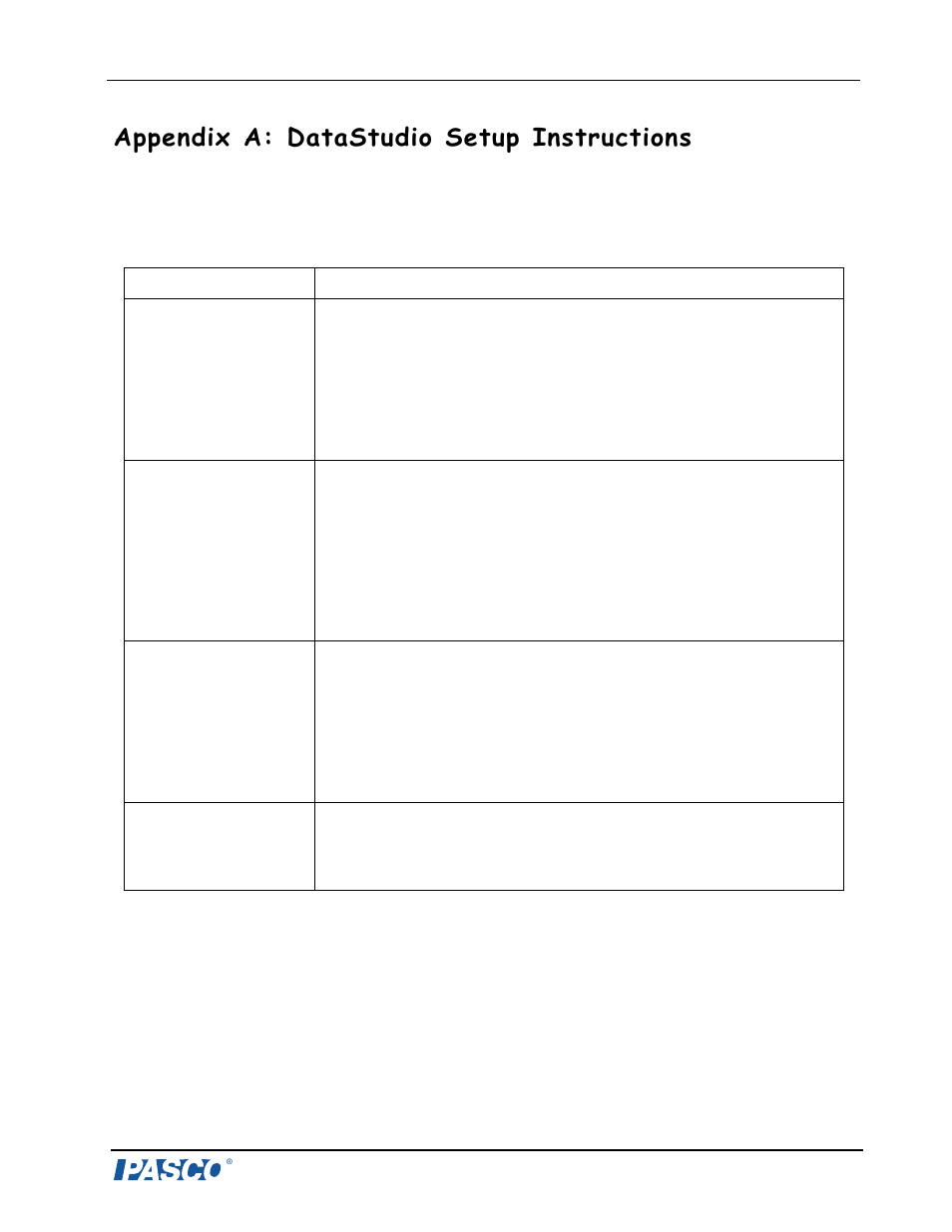 Appendix a: datastudio setup instructions | PASCO CI-6460 Force Sensor Balance Stand User Manual | Page 12 / 14