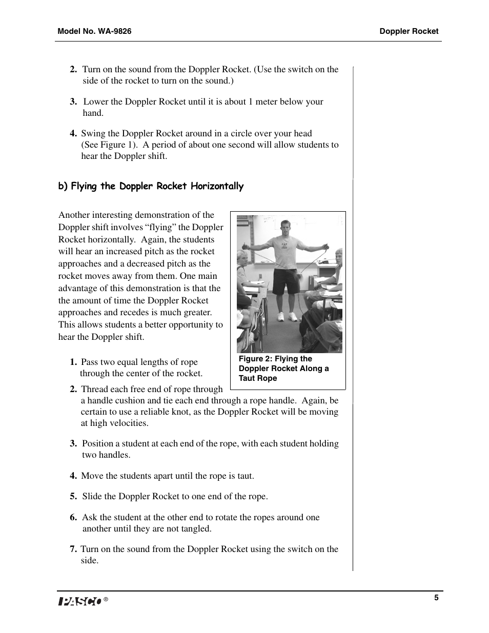 PASCO WA-9826 Doppler Rocket User Manual | Page 5 / 8