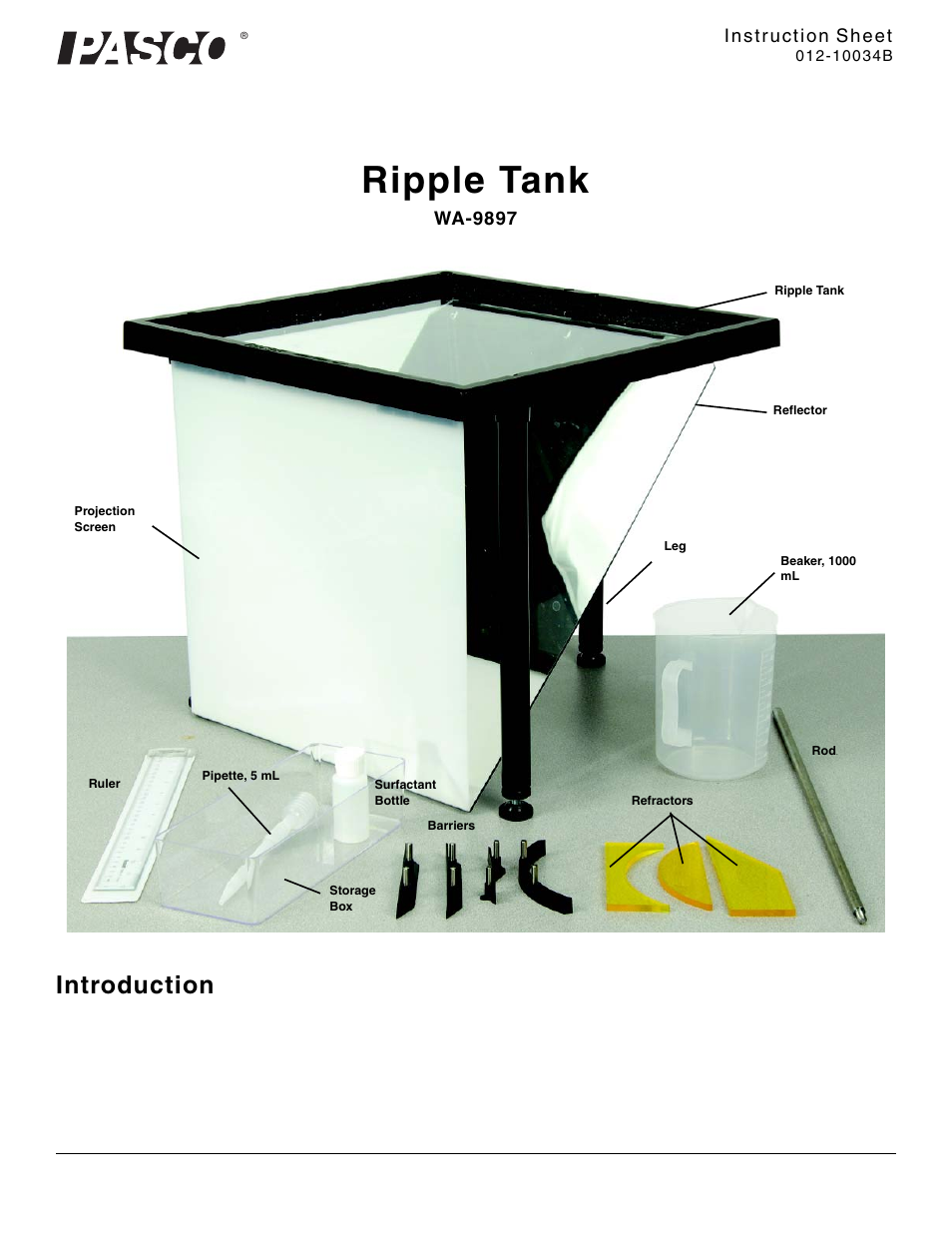 PASCO WA-9897 Ripple Tank User Manual | 11 pages