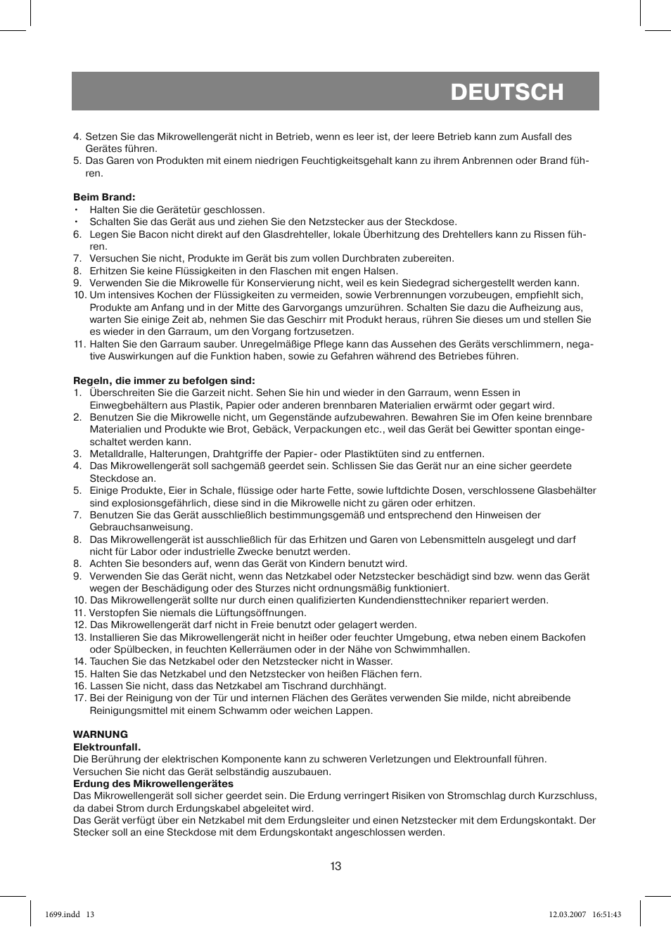 Deutsch | Vitek VT-1699 User Manual | Page 13 / 120