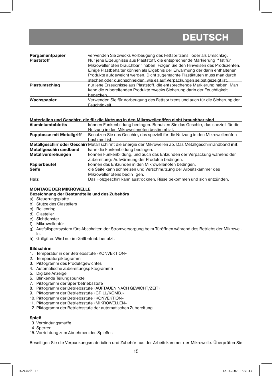 Deutsch | Vitek VT-1699 User Manual | Page 15 / 120