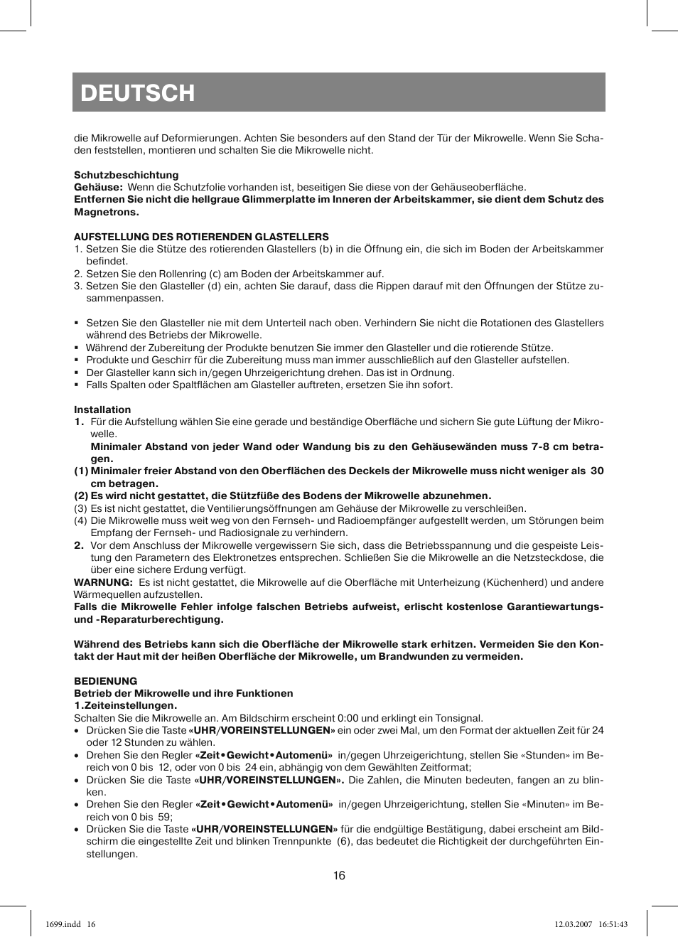 Deutsch | Vitek VT-1699 User Manual | Page 16 / 120