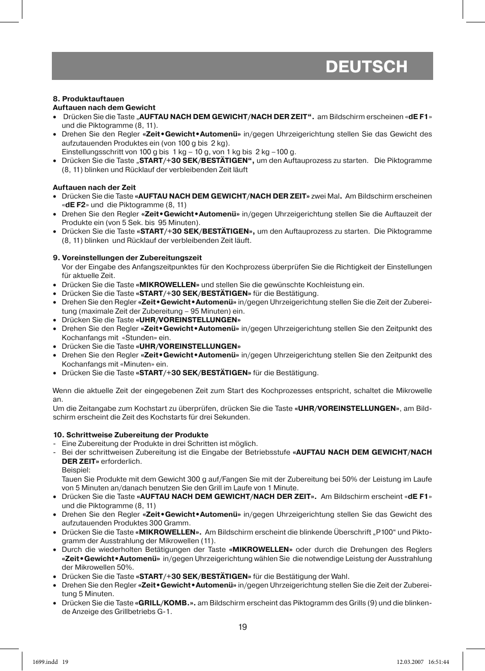 Deutsch | Vitek VT-1699 User Manual | Page 19 / 120