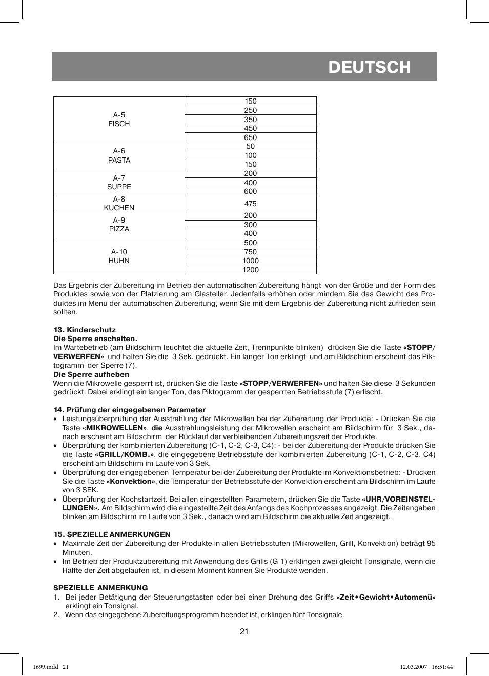 Deutsch | Vitek VT-1699 User Manual | Page 21 / 120