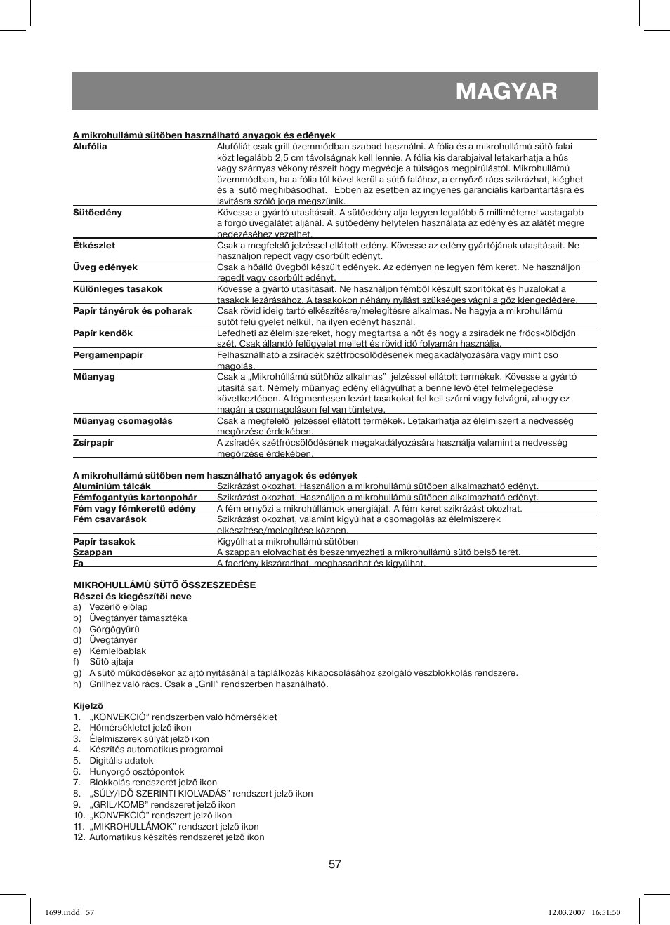 Magyar | Vitek VT-1699 User Manual | Page 57 / 120