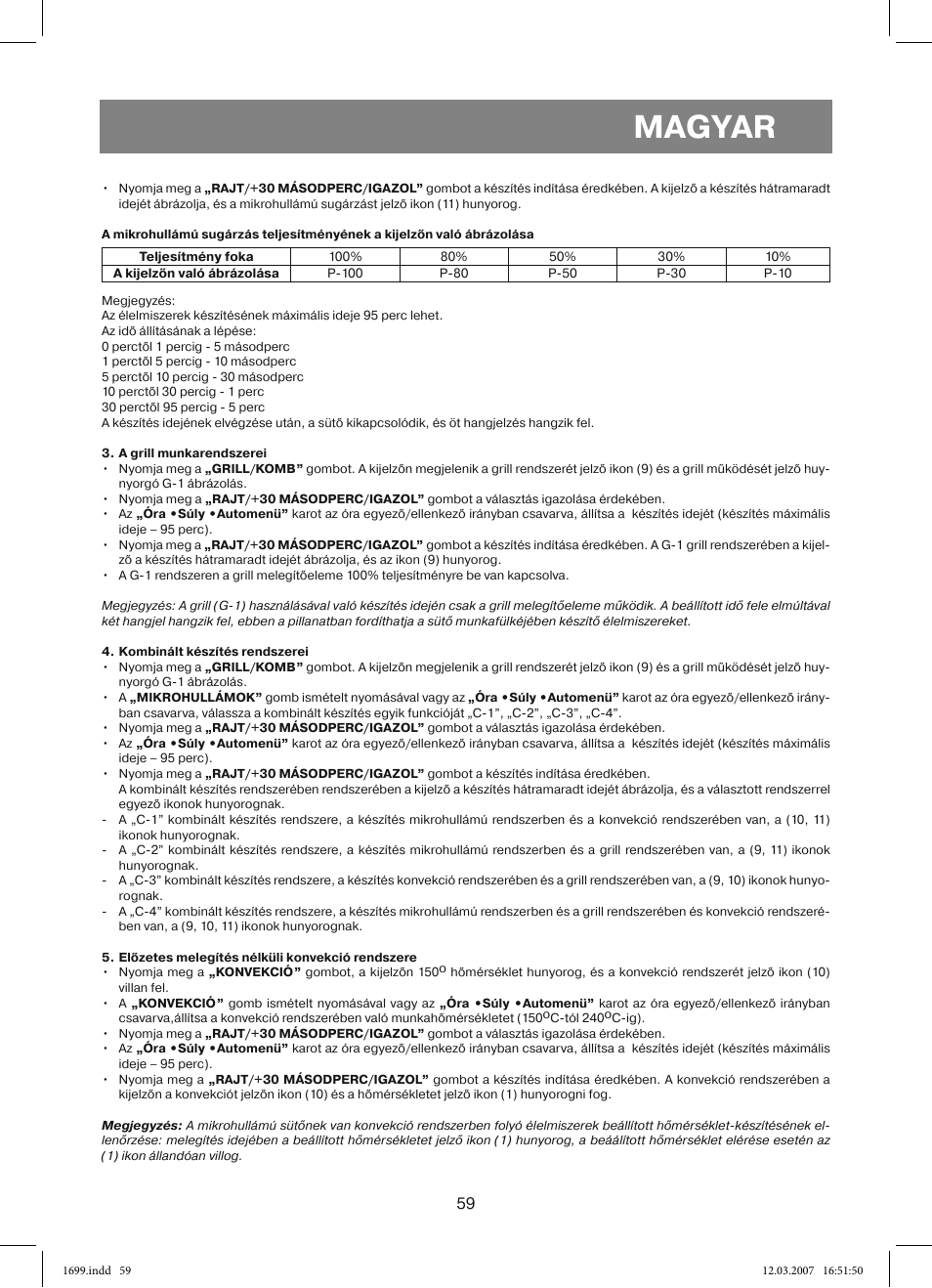 Magyar | Vitek VT-1699 User Manual | Page 59 / 120