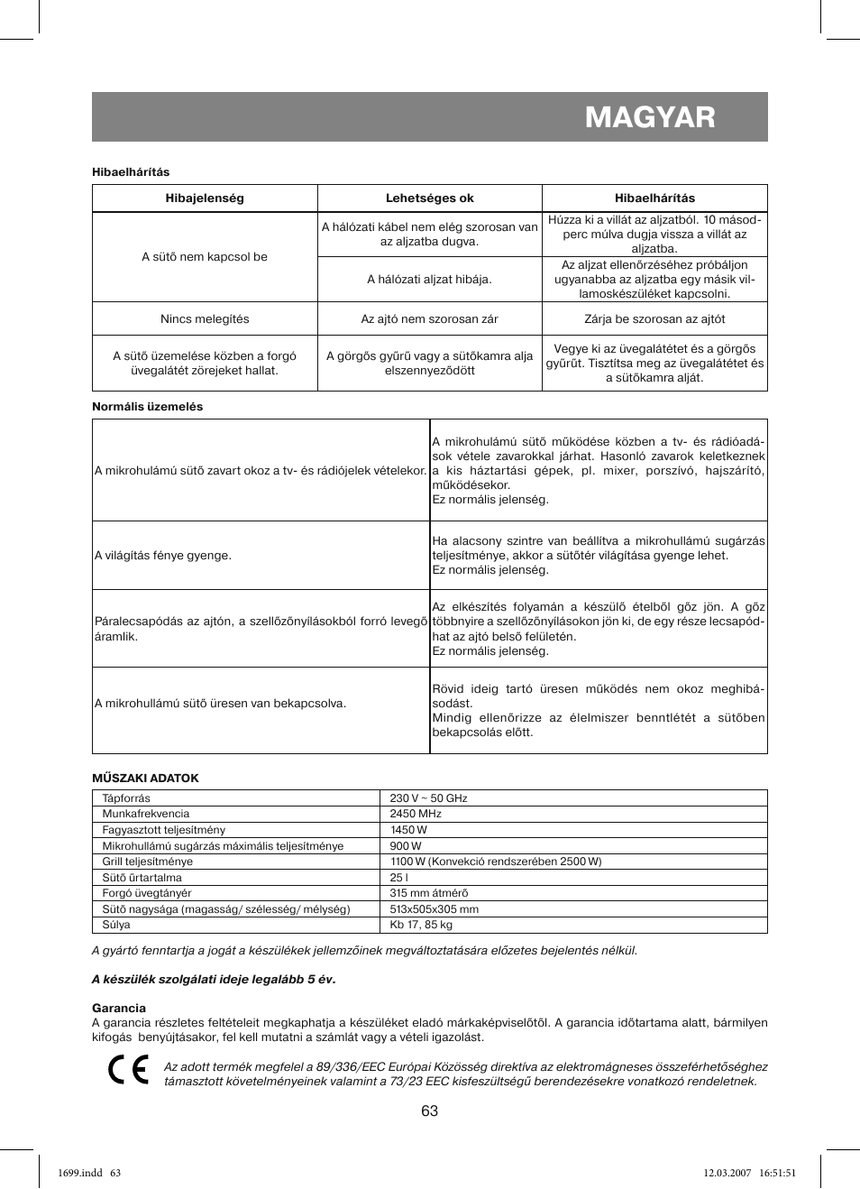 Magyar | Vitek VT-1699 User Manual | Page 63 / 120