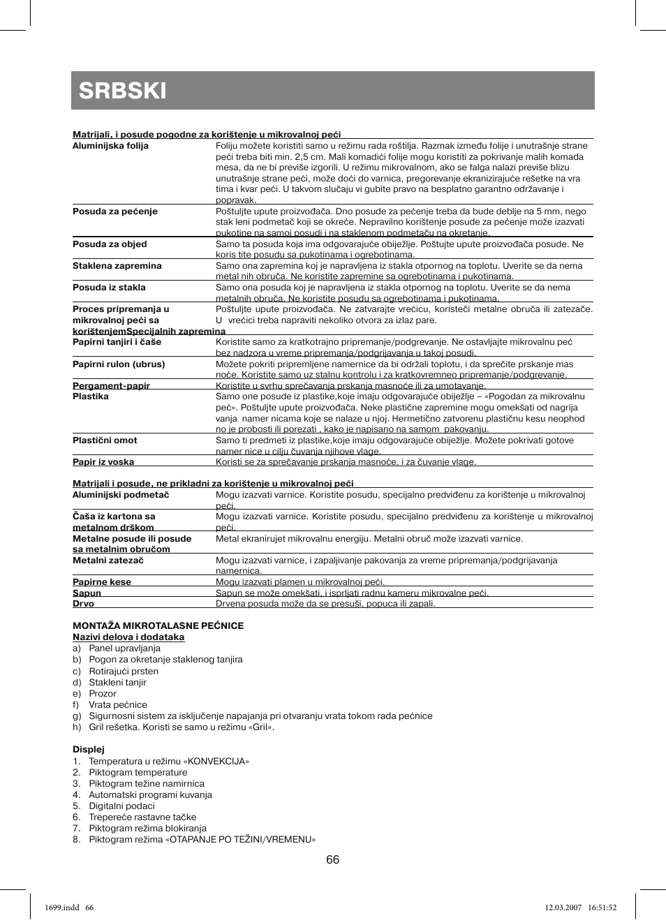 Srbski | Vitek VT-1699 User Manual | Page 66 / 120