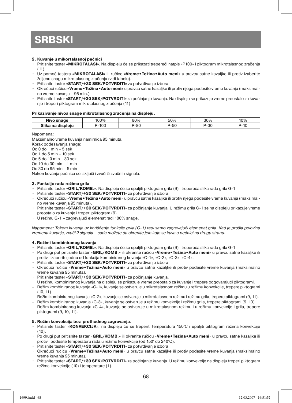 Srbski | Vitek VT-1699 User Manual | Page 68 / 120