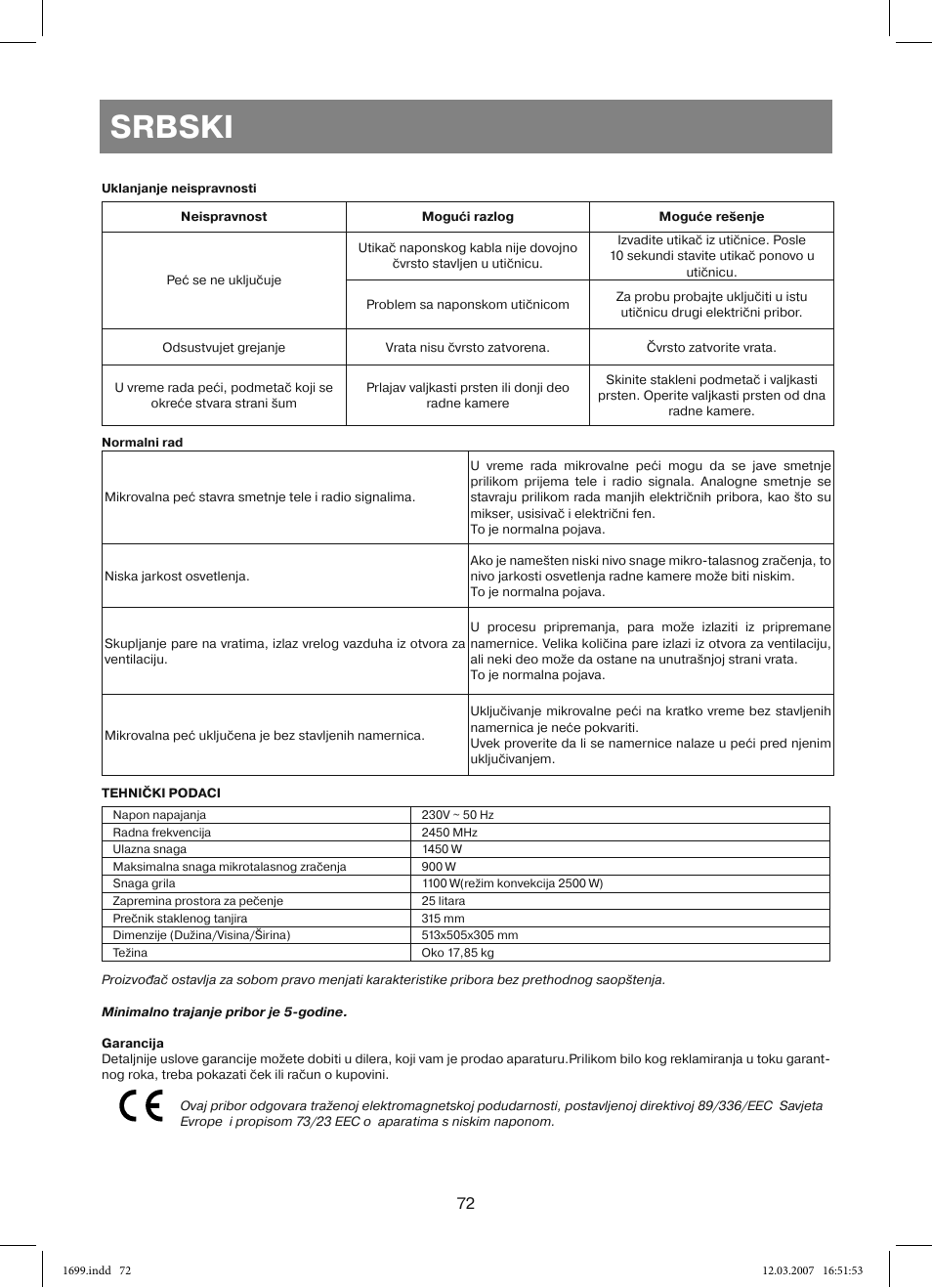 Srbski | Vitek VT-1699 User Manual | Page 72 / 120