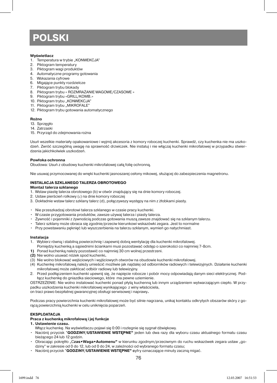 Polski | Vitek VT-1699 User Manual | Page 76 / 120