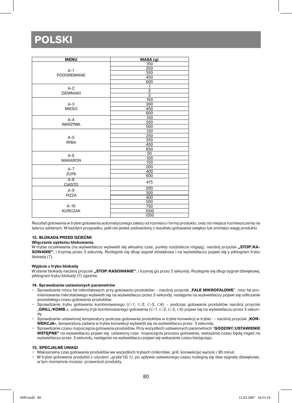 Polski | Vitek VT-1699 User Manual | Page 80 / 120