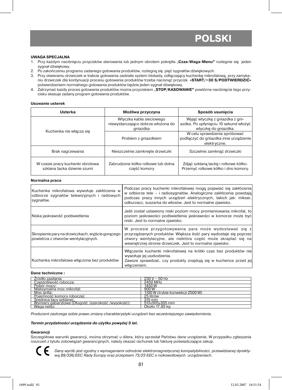 Polski | Vitek VT-1699 User Manual | Page 81 / 120