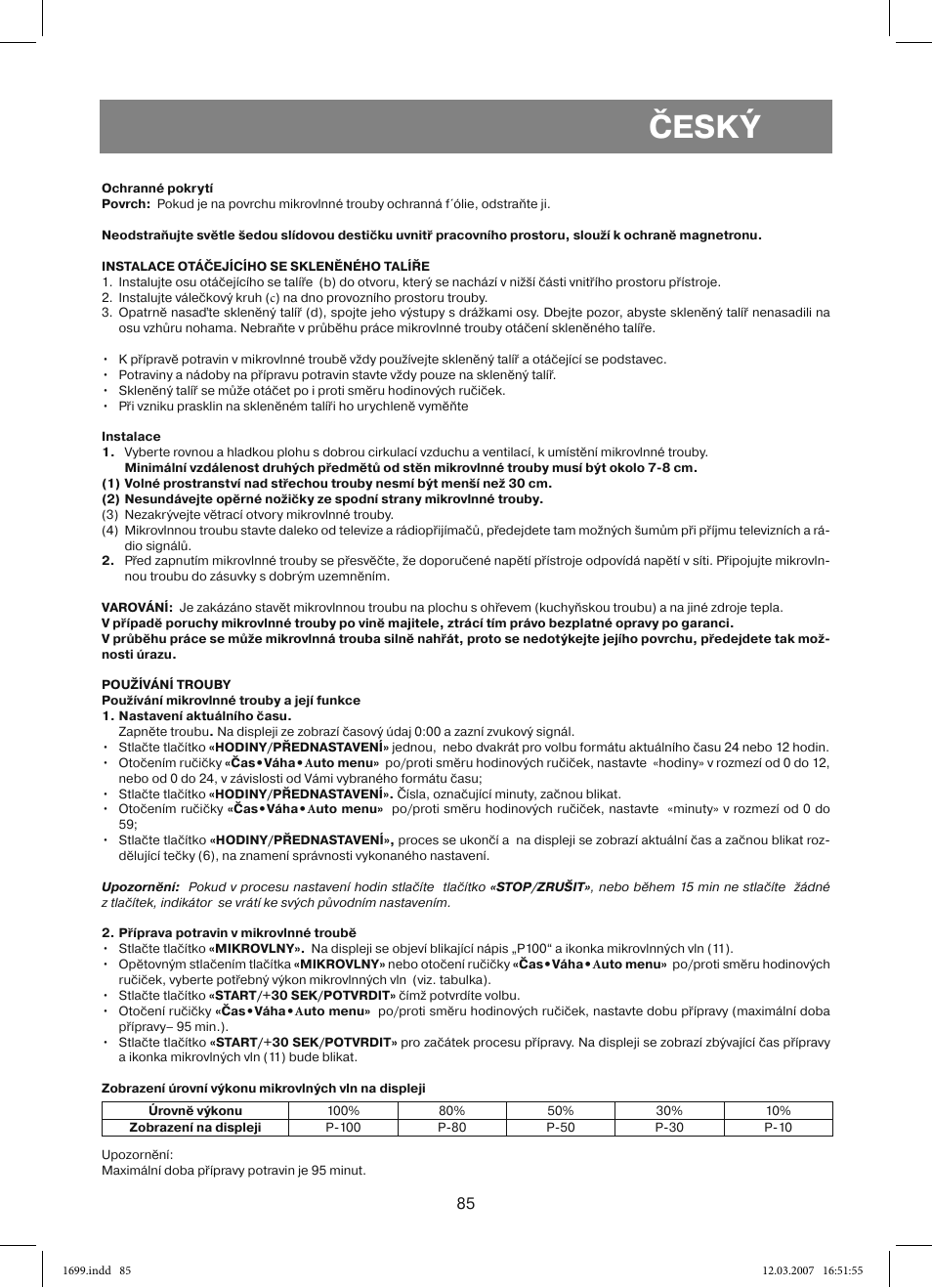 Český | Vitek VT-1699 User Manual | Page 85 / 120