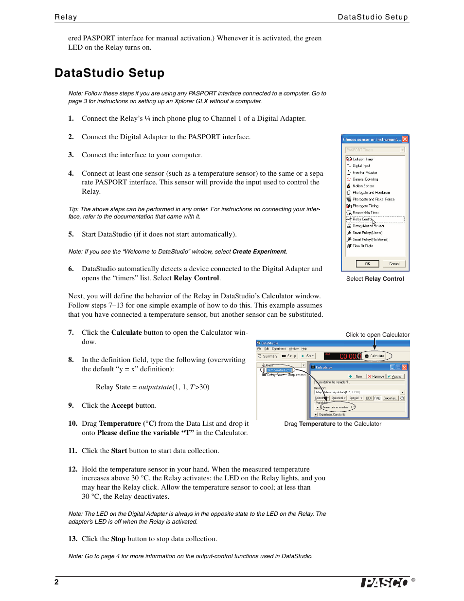 Datastudio setup | PASCO CI-6462 Relay User Manual | Page 2 / 6