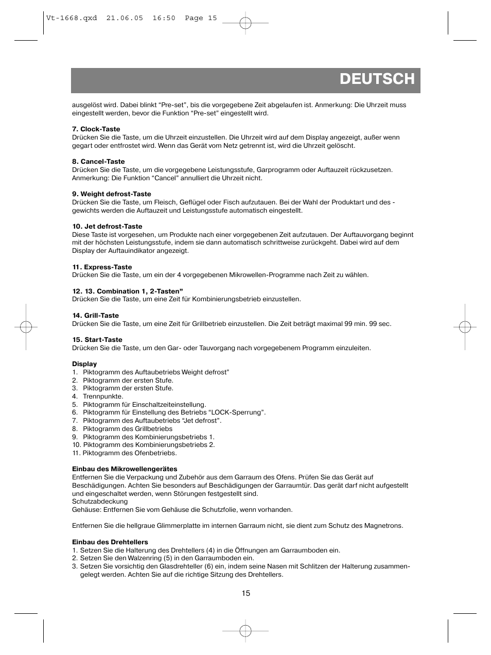 Deutsch | Vitek VT-1668 User Manual | Page 15 / 122