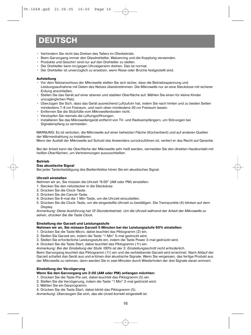 Deutsch | Vitek VT-1668 User Manual | Page 16 / 122