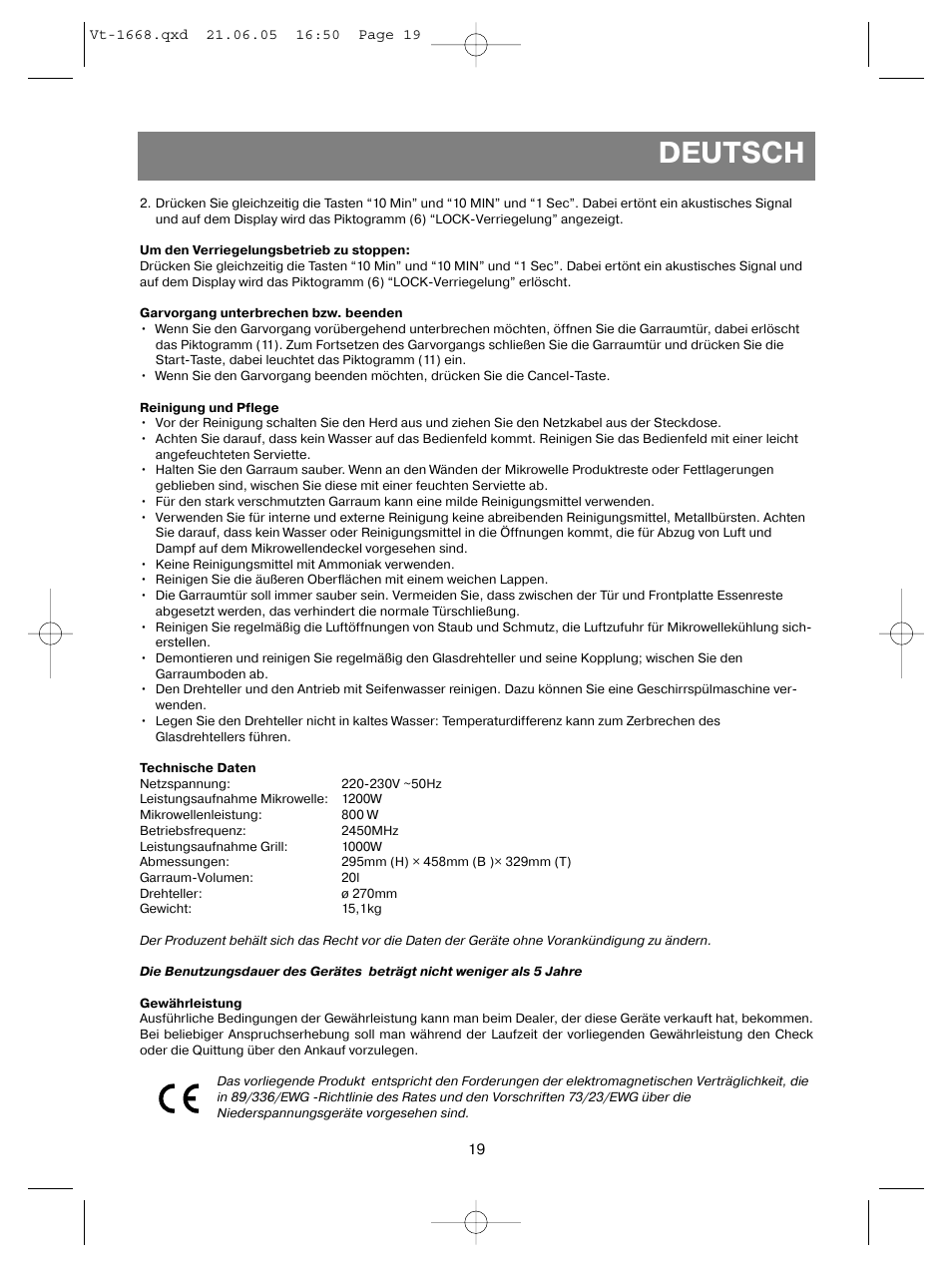 Deutsch | Vitek VT-1668 User Manual | Page 19 / 122