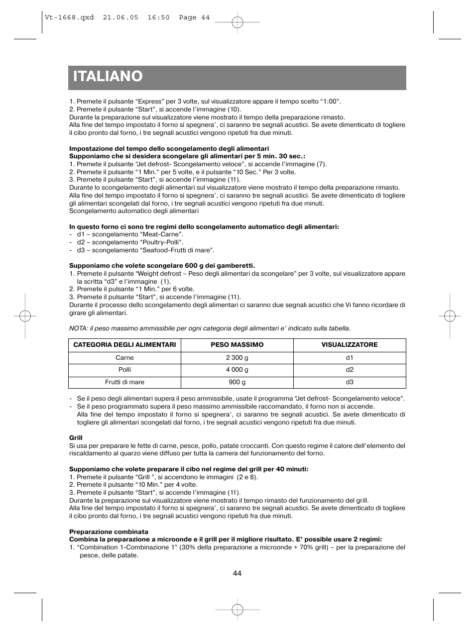 Italiano | Vitek VT-1668 User Manual | Page 44 / 122