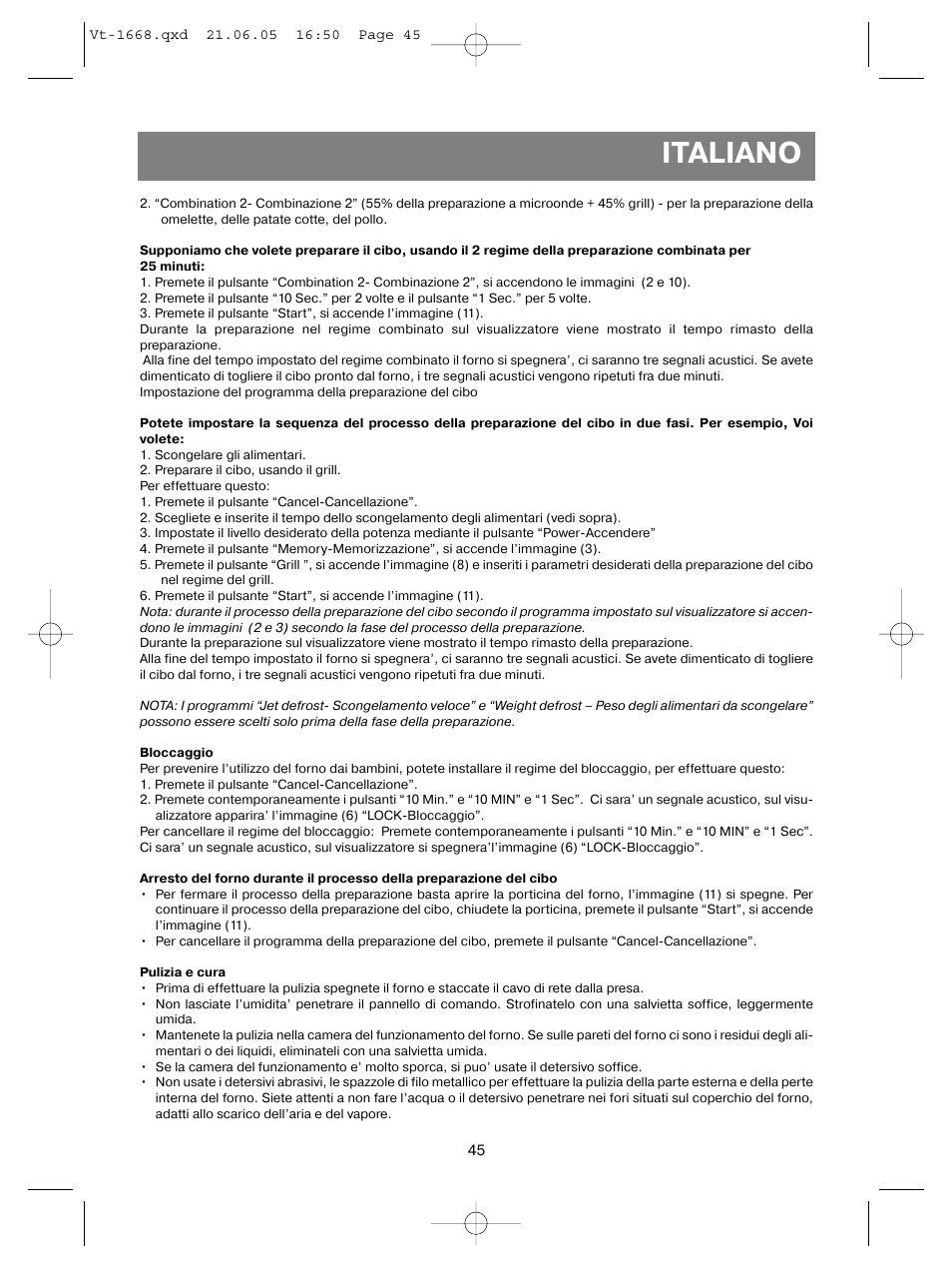 Italiano | Vitek VT-1668 User Manual | Page 45 / 122