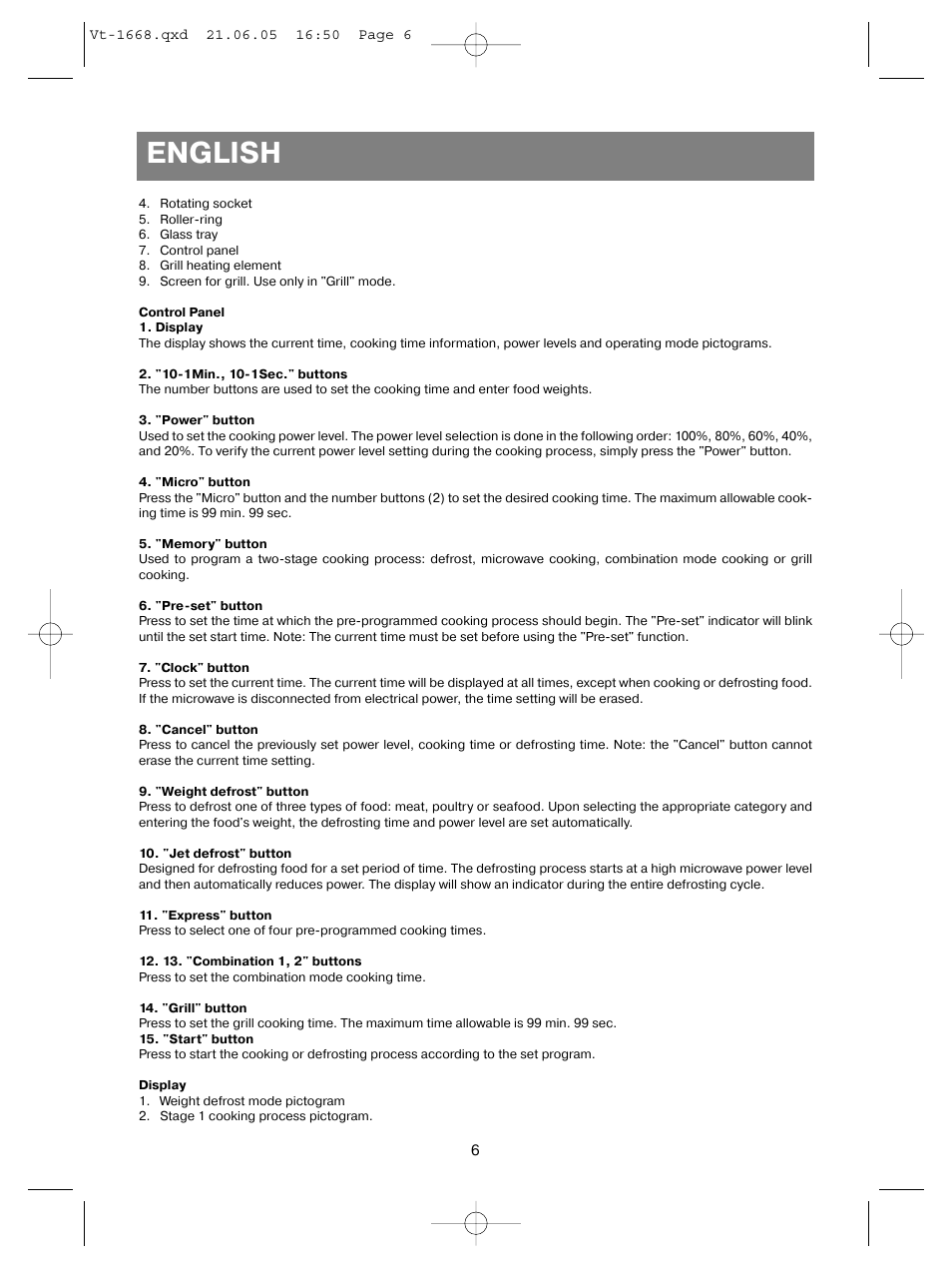 English | Vitek VT-1668 User Manual | Page 6 / 122