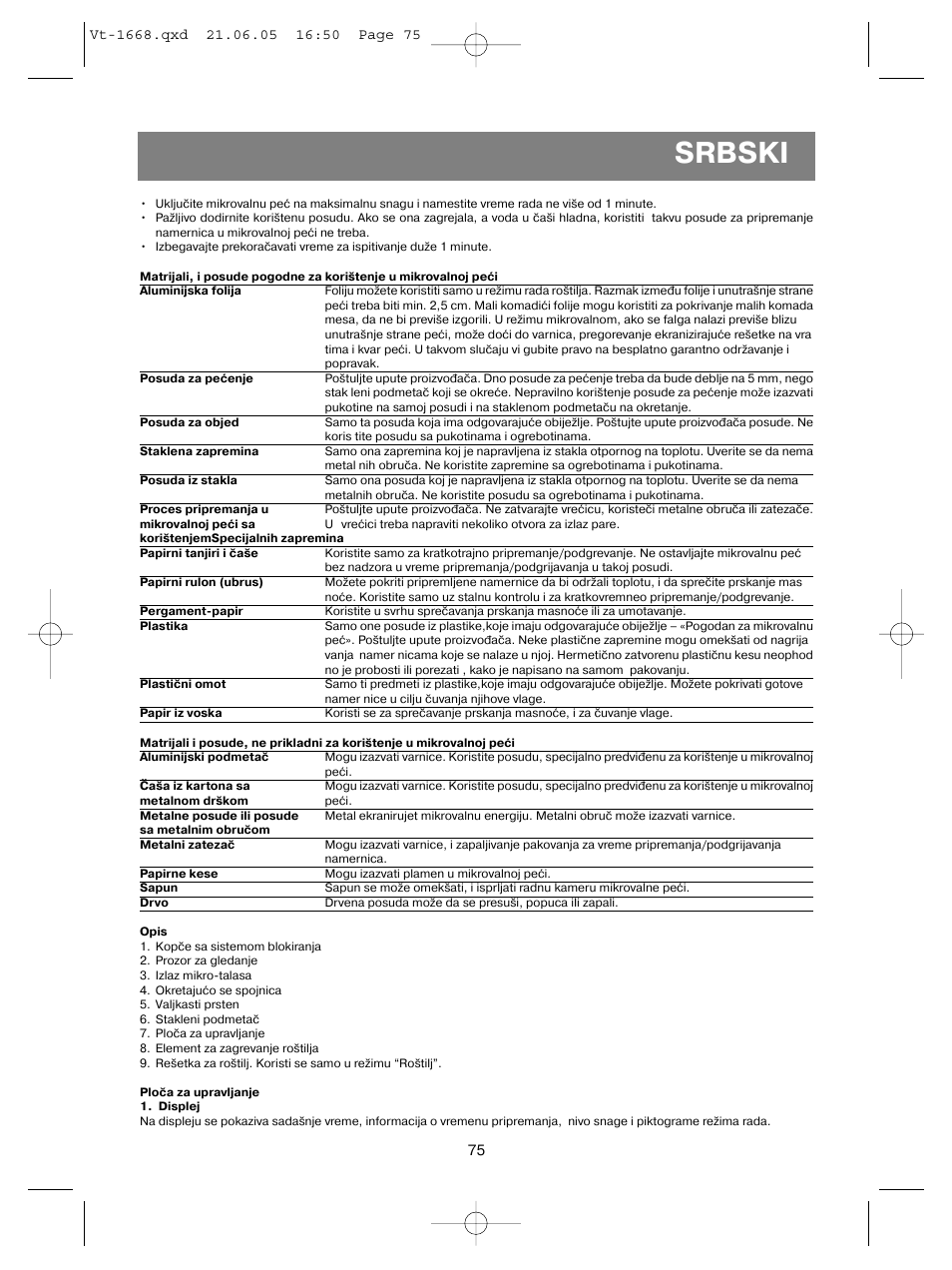 Srbski | Vitek VT-1668 User Manual | Page 75 / 122