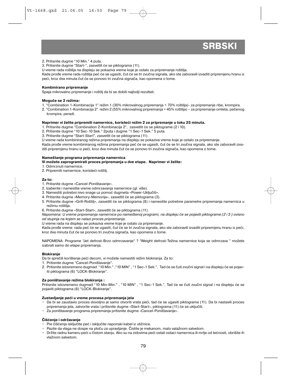 Srbski | Vitek VT-1668 User Manual | Page 79 / 122