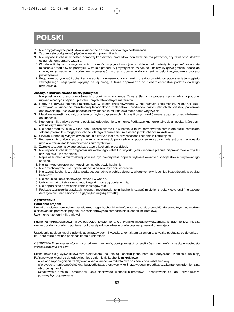 Polski | Vitek VT-1668 User Manual | Page 82 / 122