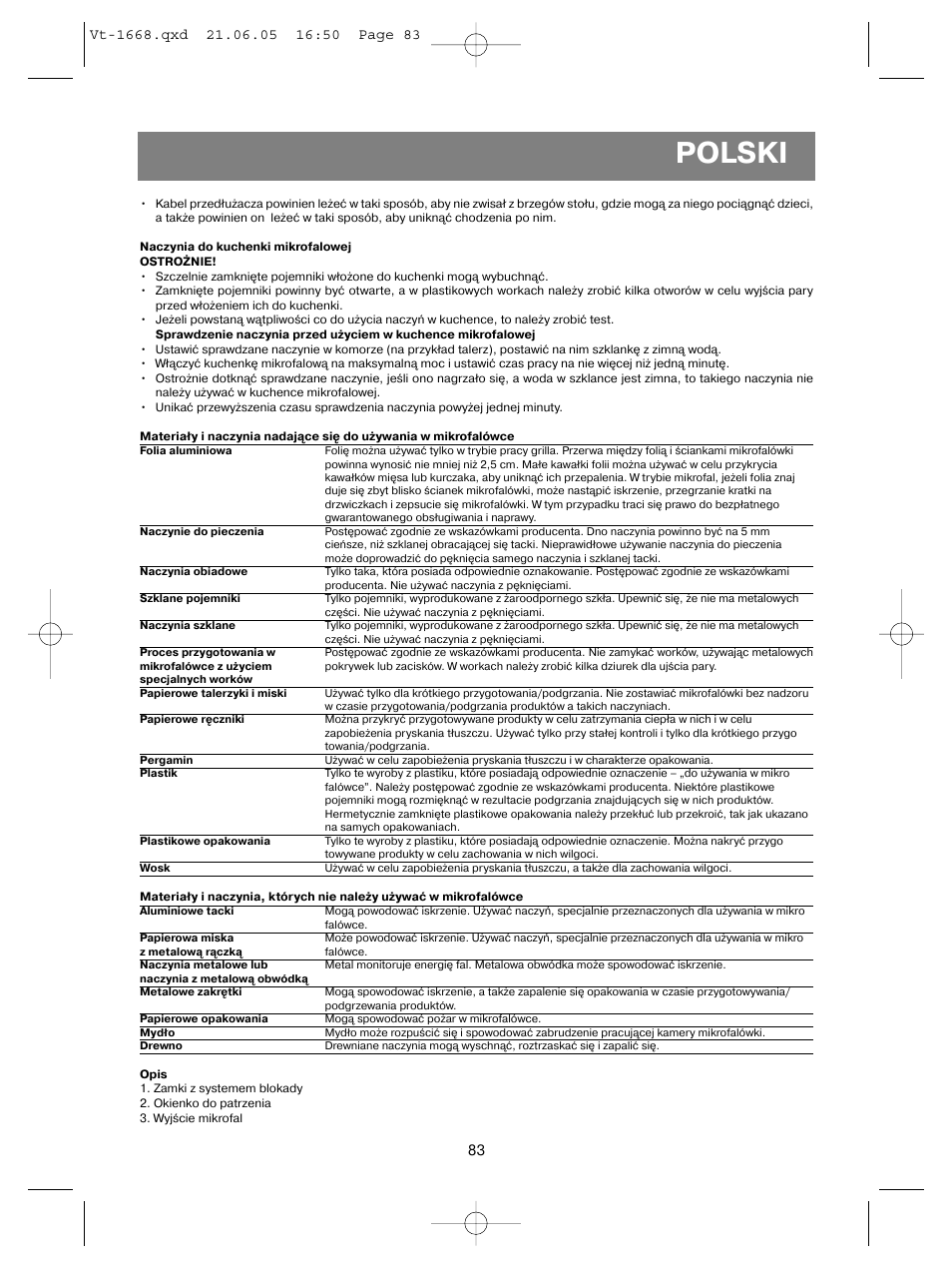 Polski | Vitek VT-1668 User Manual | Page 83 / 122