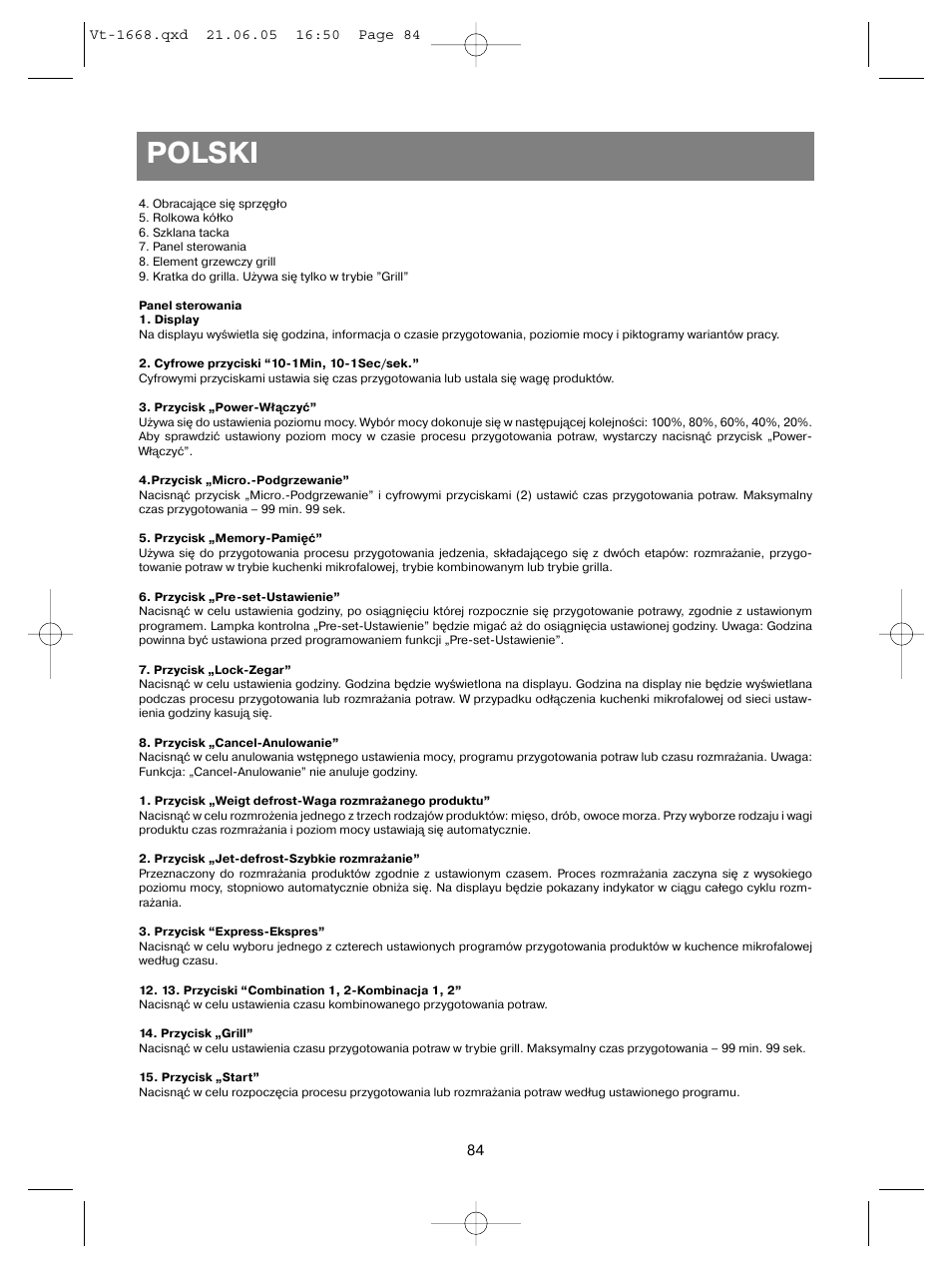 Polski | Vitek VT-1668 User Manual | Page 84 / 122