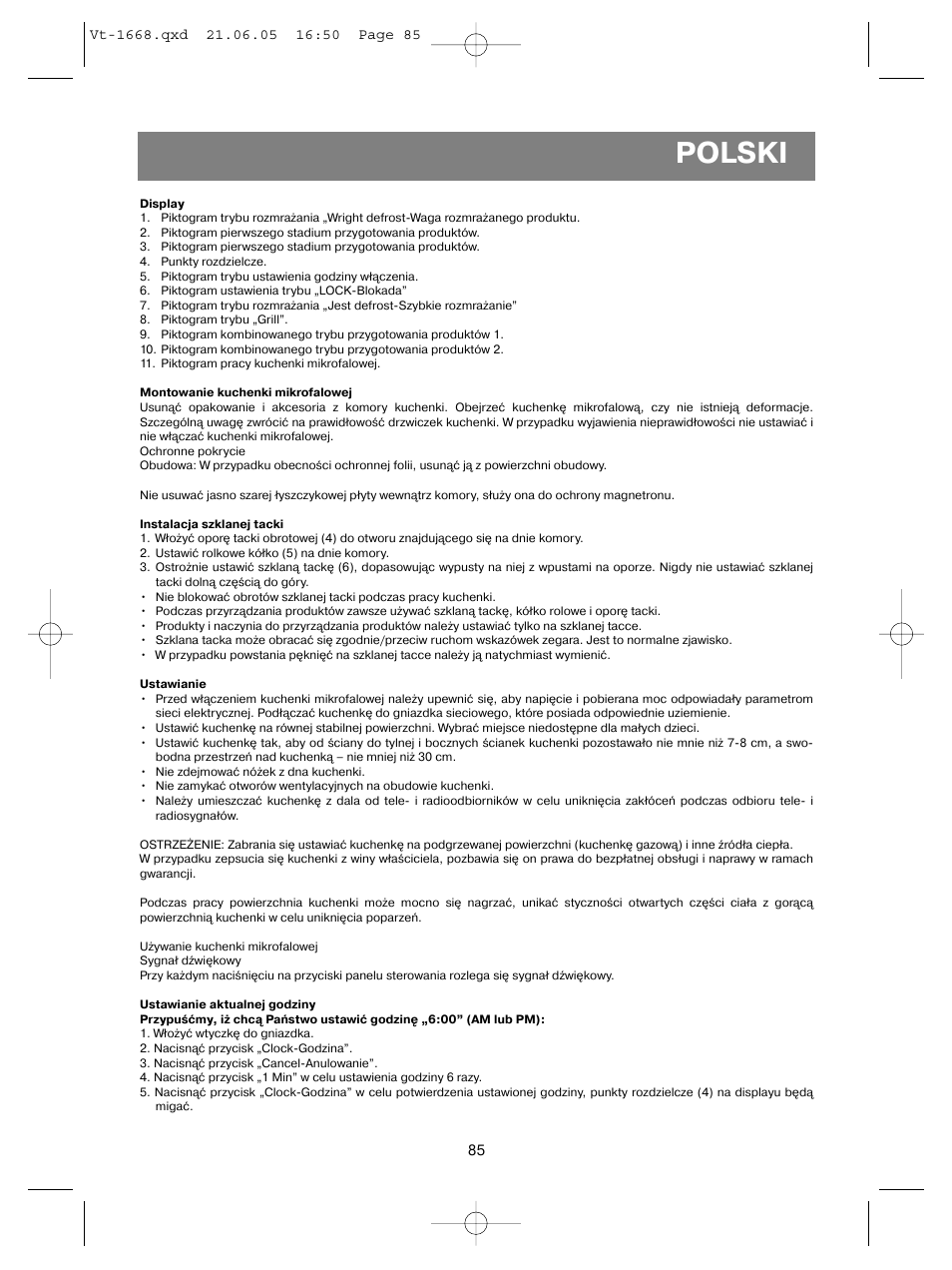 Polski | Vitek VT-1668 User Manual | Page 85 / 122