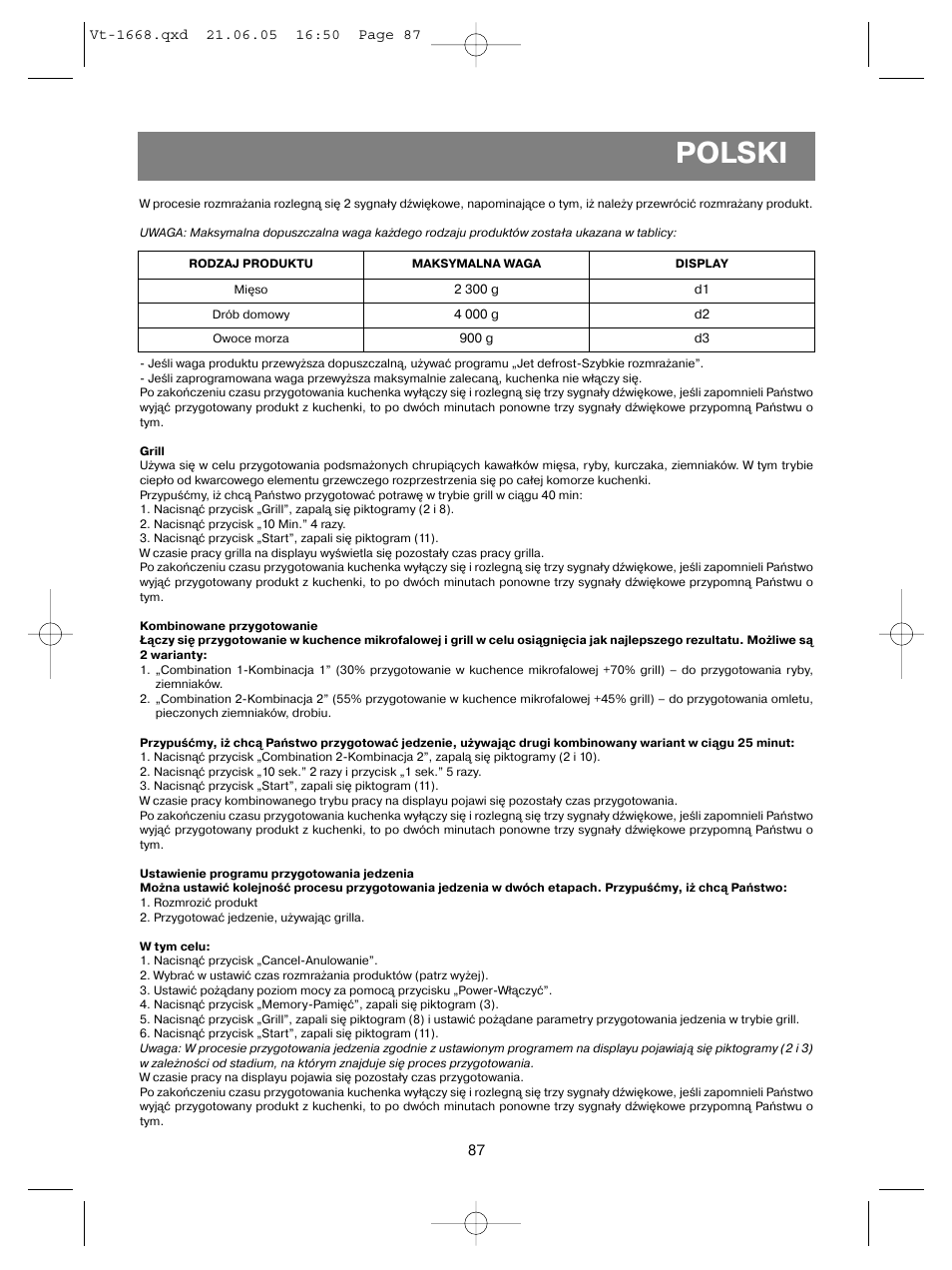 Polski | Vitek VT-1668 User Manual | Page 87 / 122