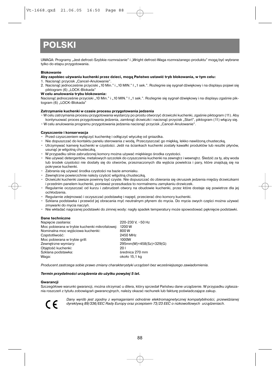 Polski | Vitek VT-1668 User Manual | Page 88 / 122