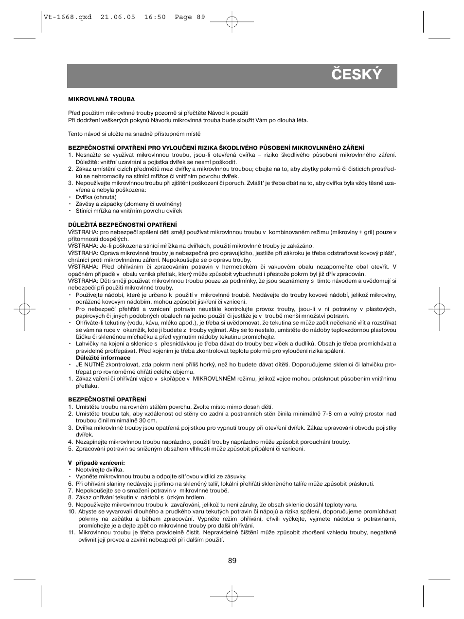 Český | Vitek VT-1668 User Manual | Page 89 / 122