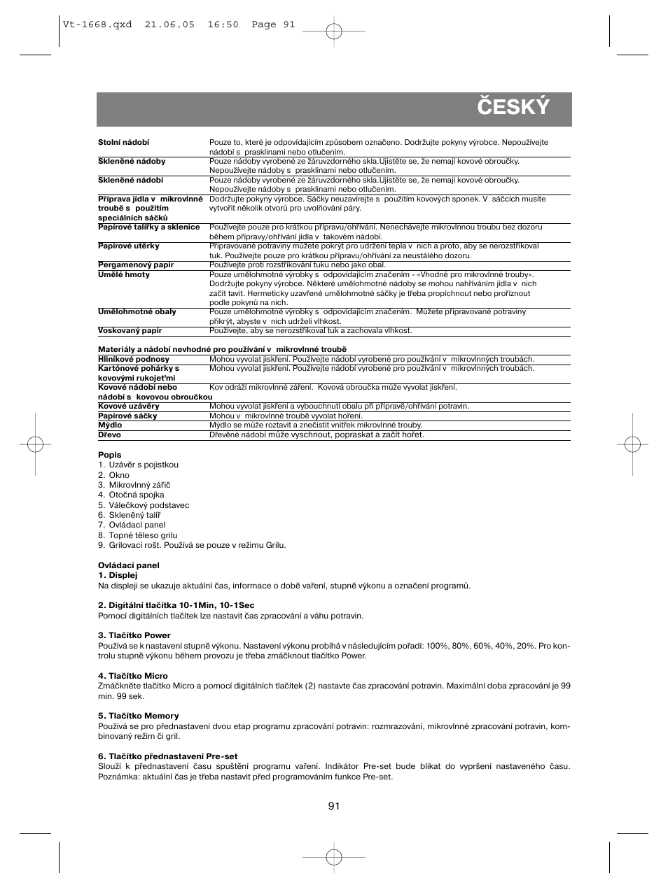 Český | Vitek VT-1668 User Manual | Page 91 / 122