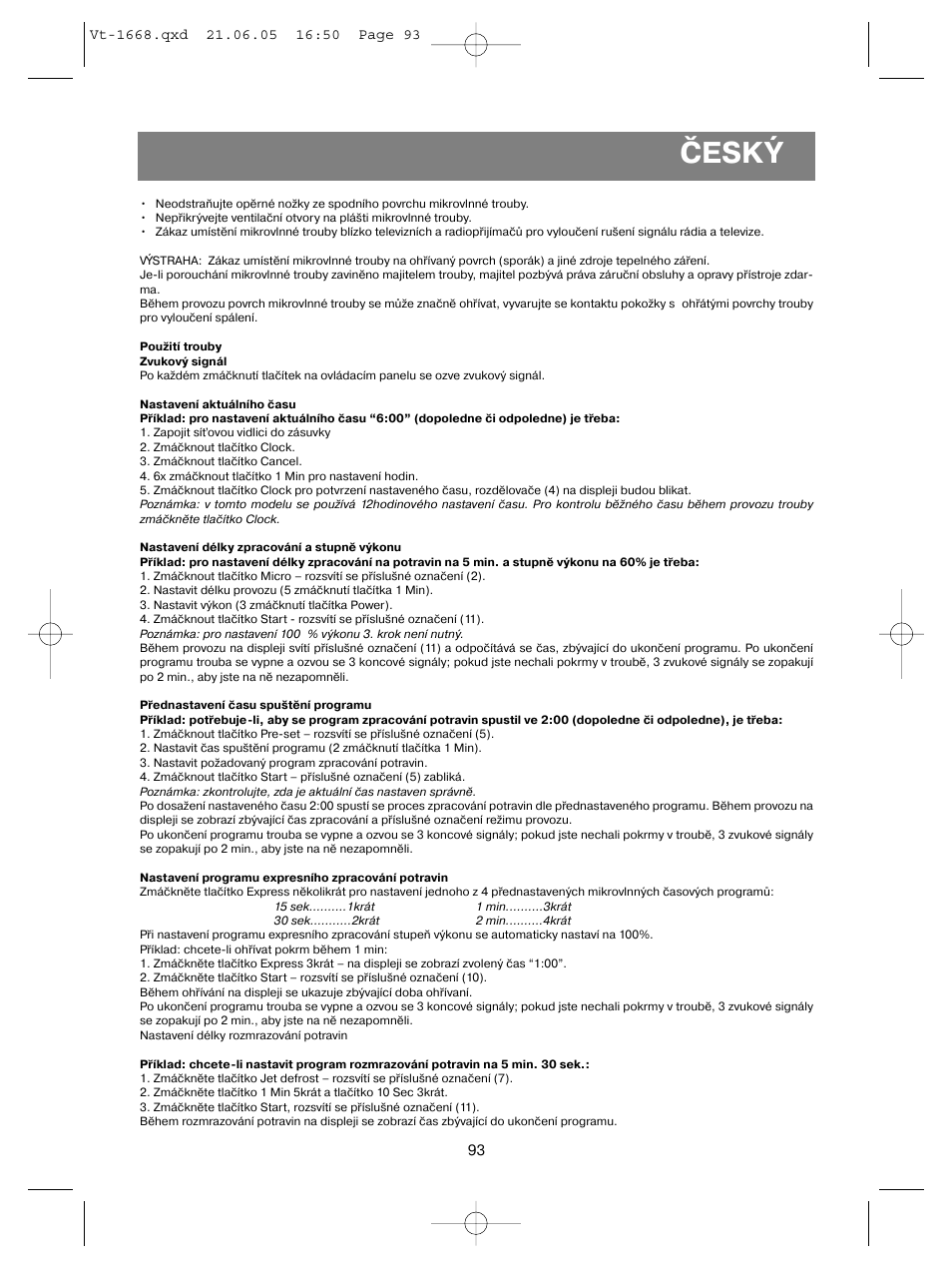Český | Vitek VT-1668 User Manual | Page 93 / 122