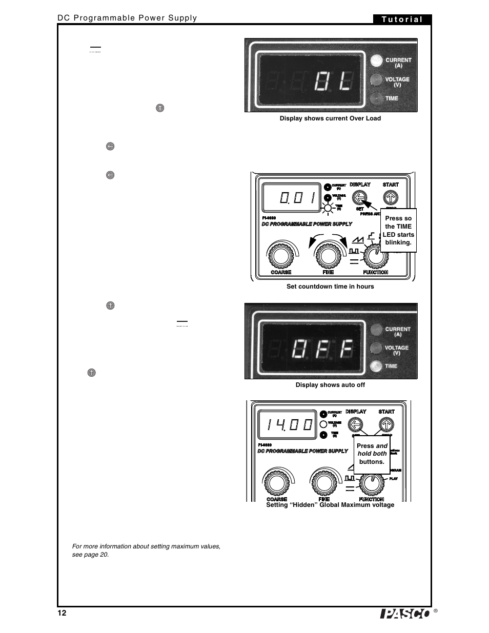 PASCO PI-9880 Power Supply User Manual | Page 12 / 38