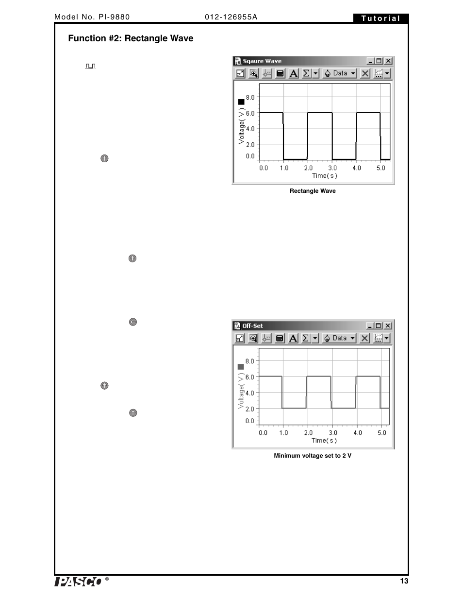 Function #2: rectangle wave | PASCO PI-9880 Power Supply User Manual | Page 13 / 38