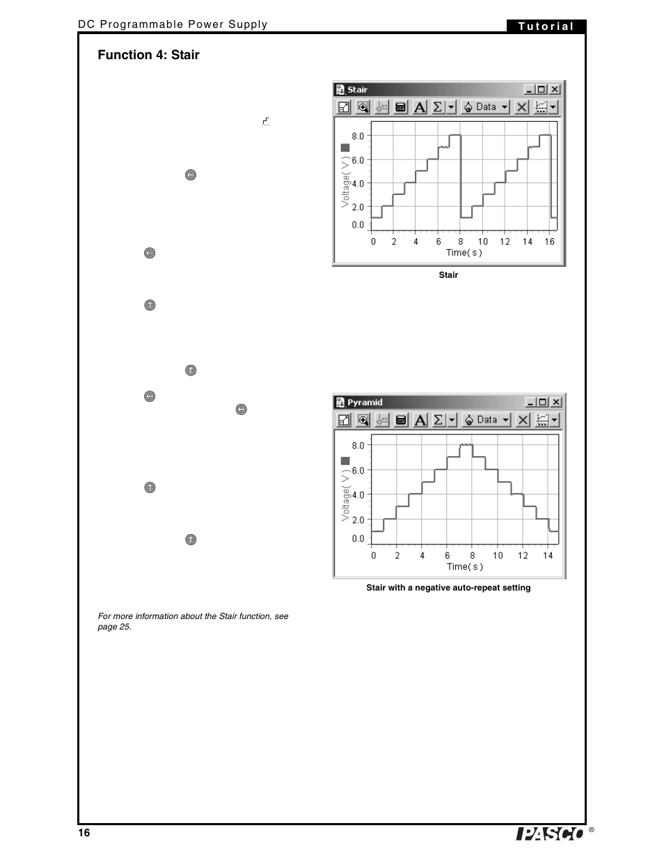 Function 4: stair | PASCO PI-9880 Power Supply User Manual | Page 16 / 38