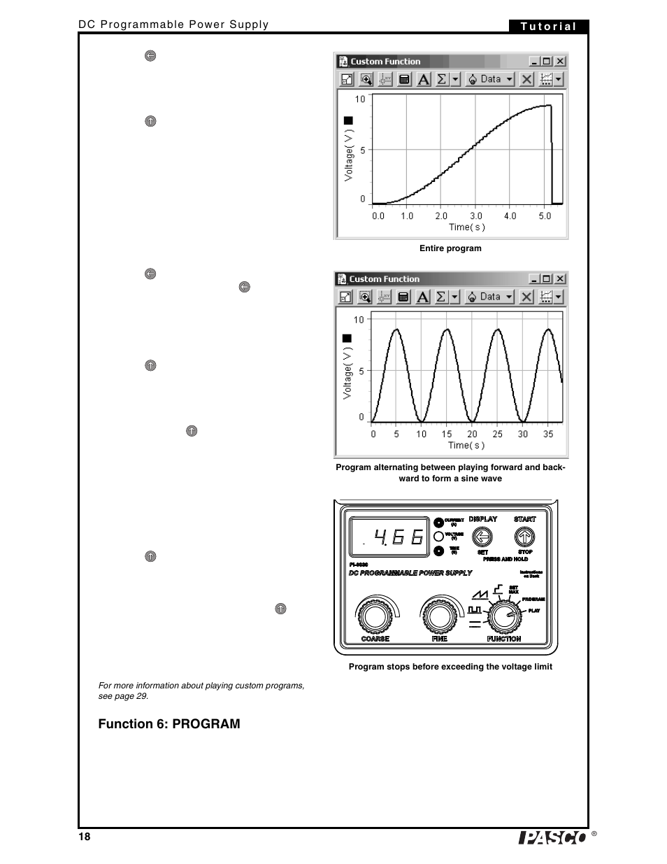 Function 6: program | PASCO PI-9880 Power Supply User Manual | Page 18 / 38