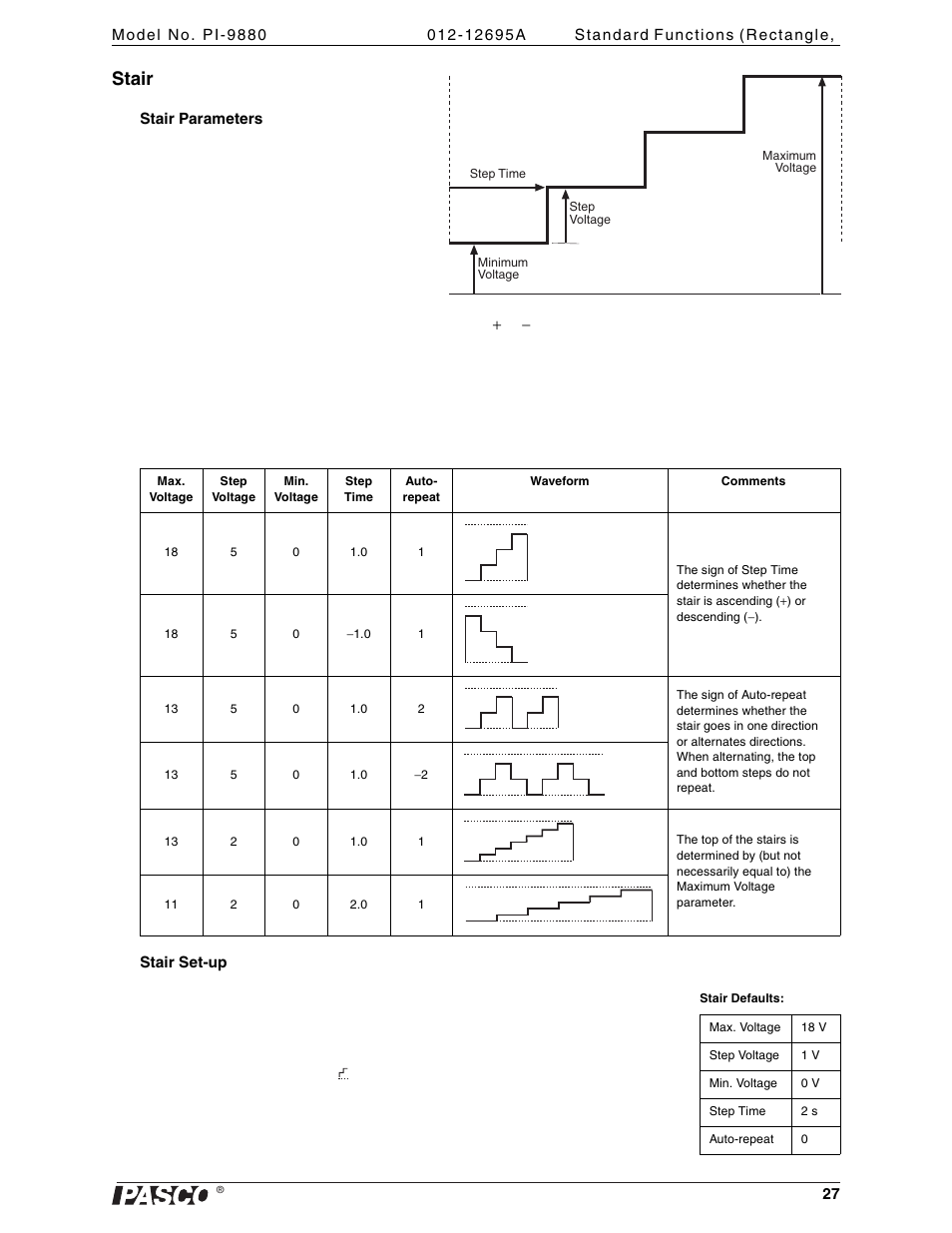 Stair | PASCO PI-9880 Power Supply User Manual | Page 27 / 38